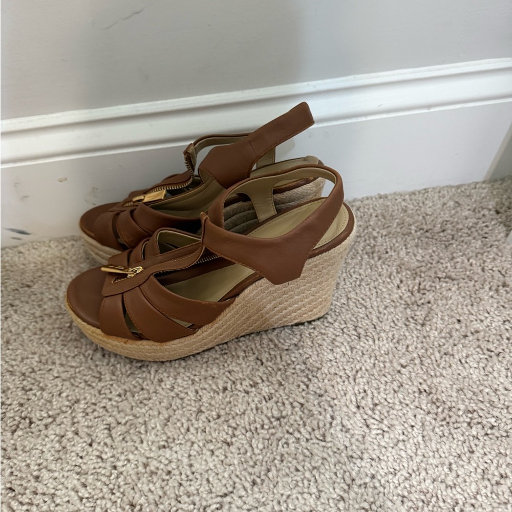 Michael Kors Tan Wedge Sandals